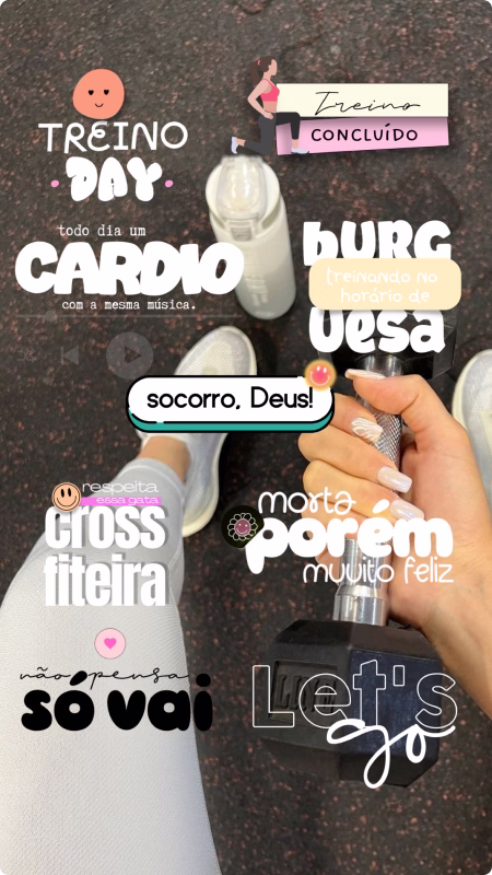 Story de treino com uma composição de figurinhas Fit Story