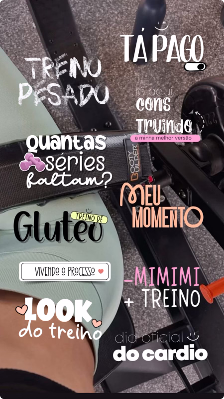 Coleção de figurinhas para treino, cardio e rotina de academia
